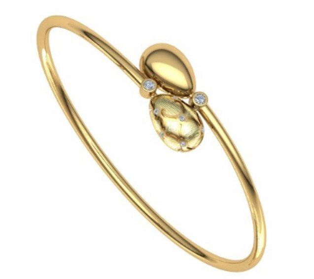 Dew Bud diamond accent flexi bangle bracelet in gold finish