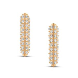Shimmer Bar double-row pavé diamond stud earrings in gold finish