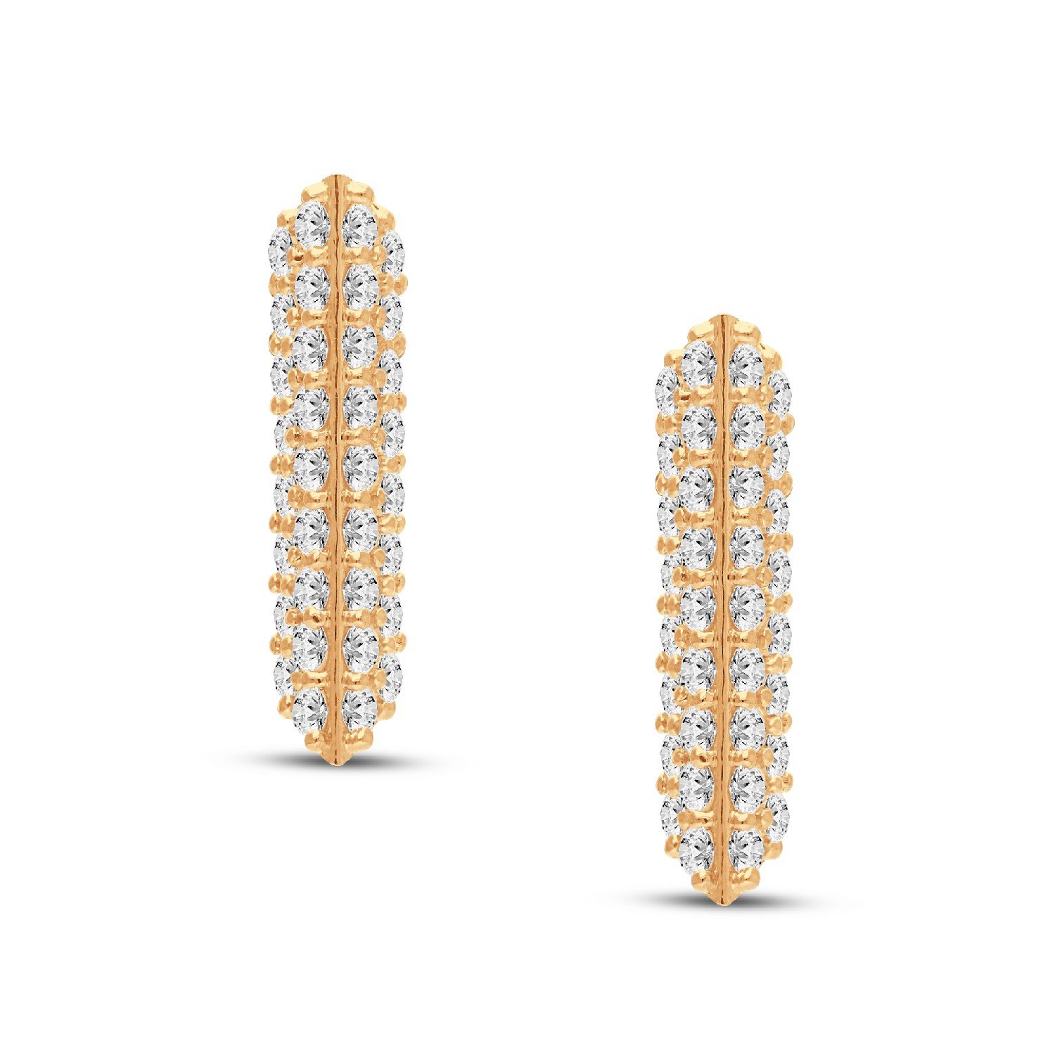 Shimmer Bar double-row pavé diamond stud earrings in gold finish