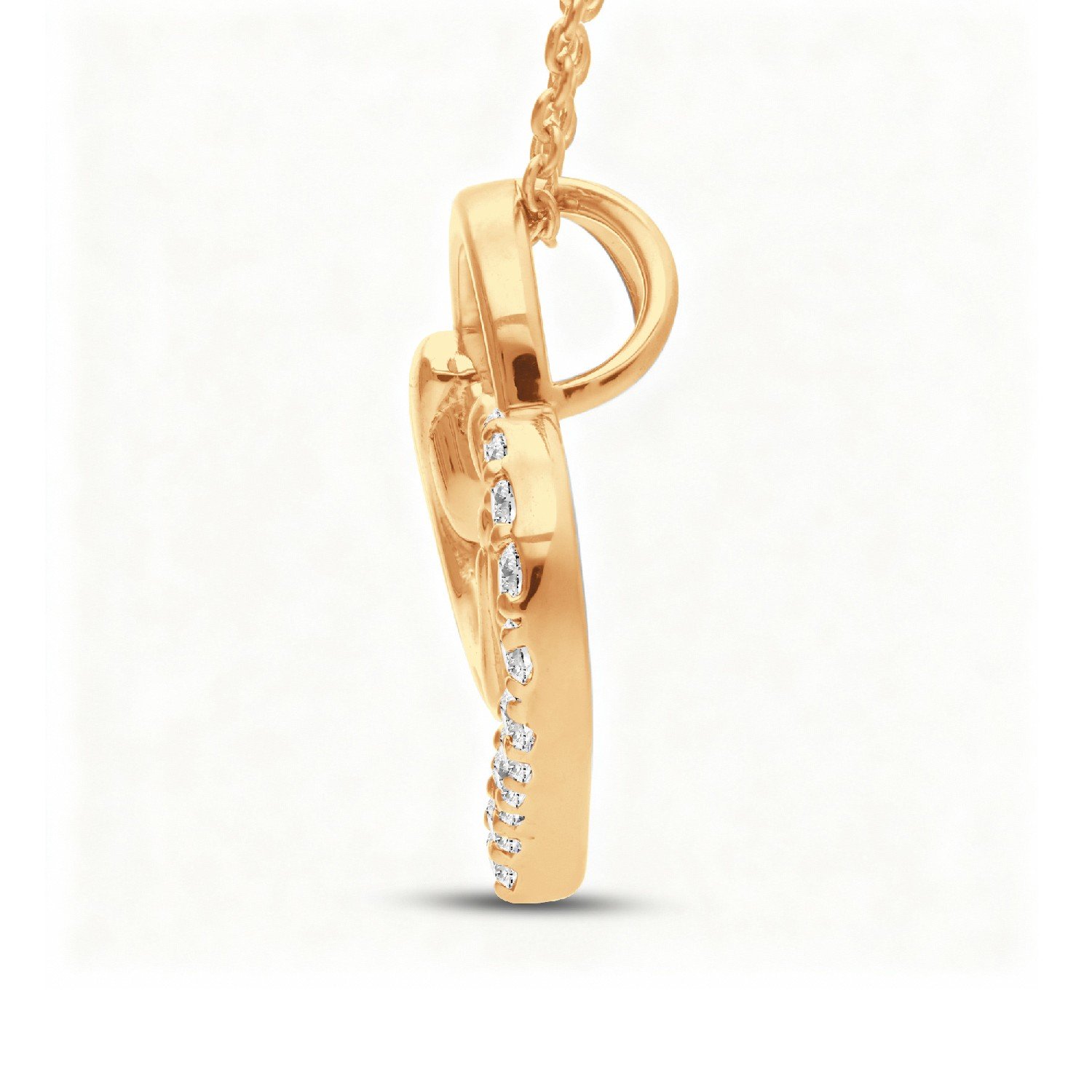 Mamta mother and child heart diamond pendant in gold finish