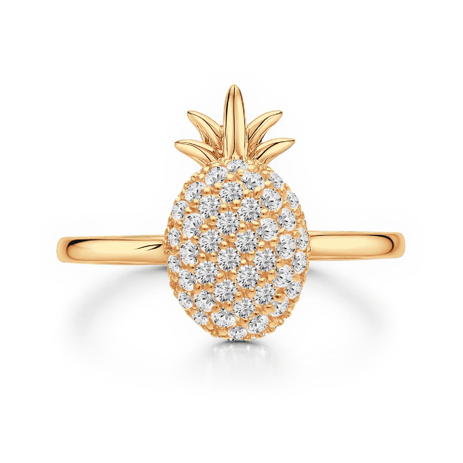 Ananas pineapple pavé diamond ring in gold finish
