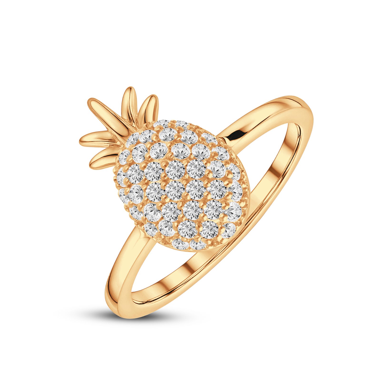 Ananas pineapple pavé diamond ring in gold finish