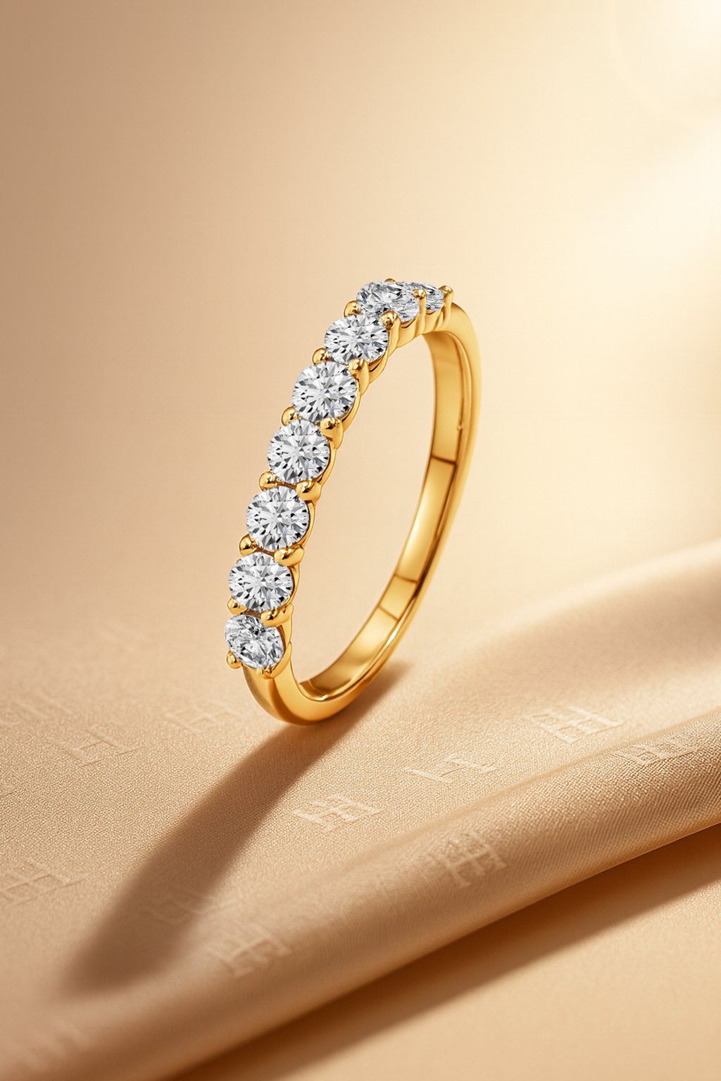 Novena nine-stone half eternity diamond band in gold finish