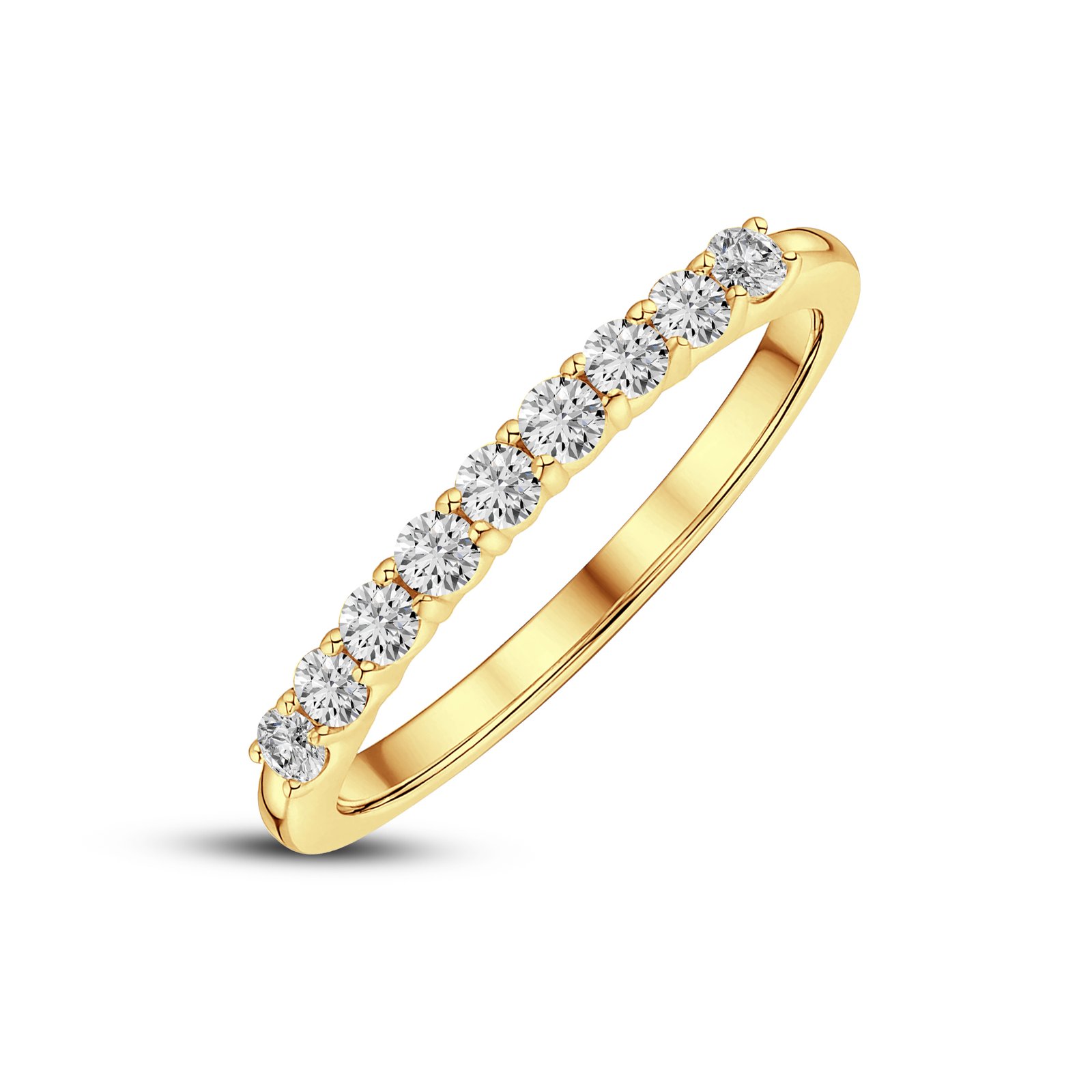 Novena nine-stone half eternity diamond band in gold finish