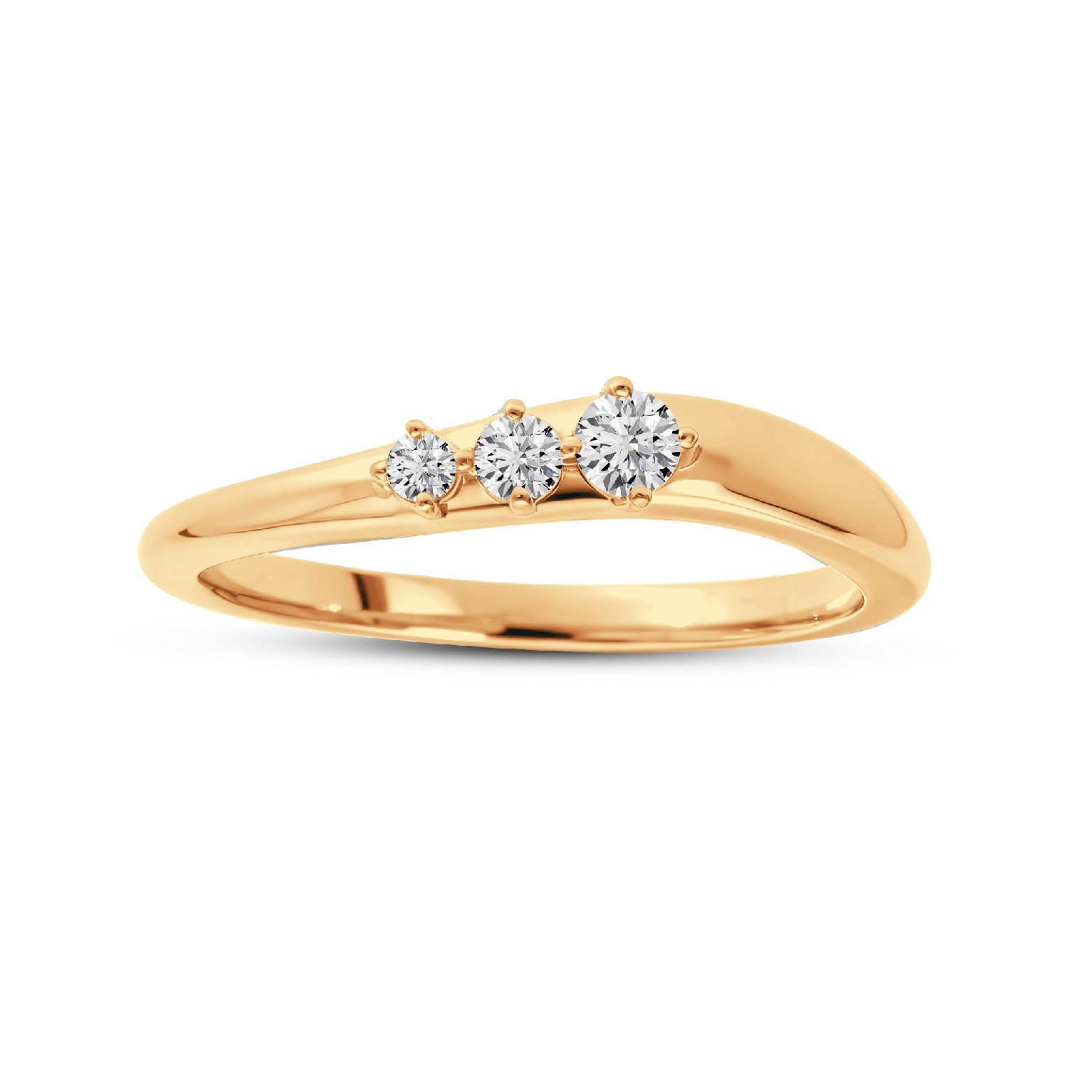 Crescendo graduated three-stone diamond ring in gold finish