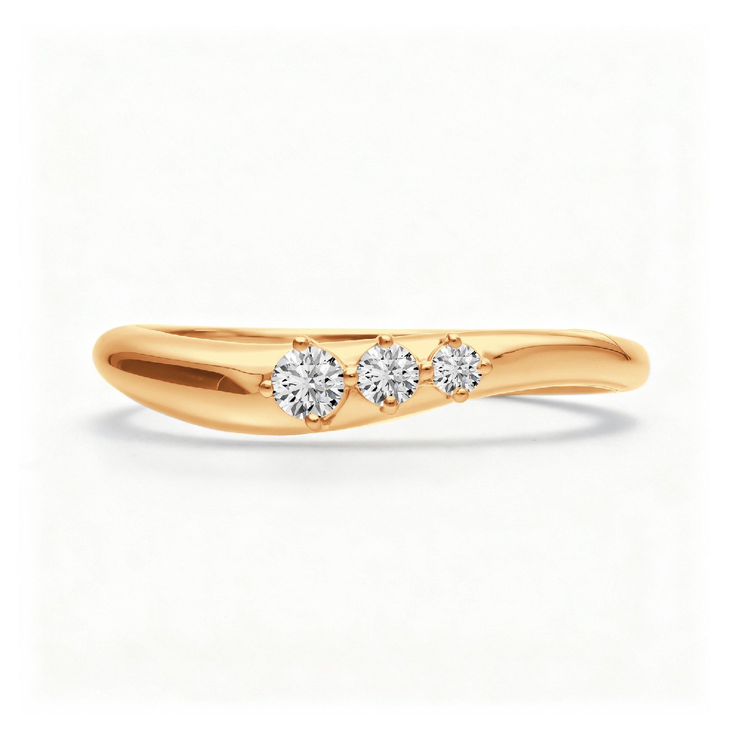 Crescendo graduated three-stone diamond ring in gold finish