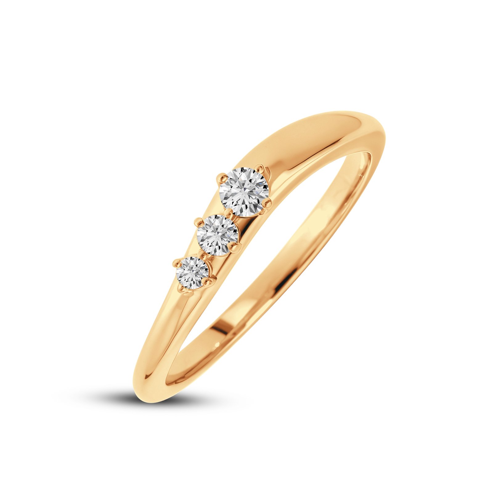 Crescendo graduated three-stone diamond ring in gold finish
