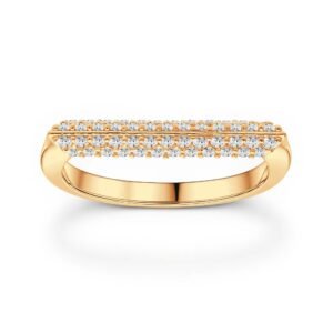 Trinity Bar three-row pavé diamond ring in gold finish