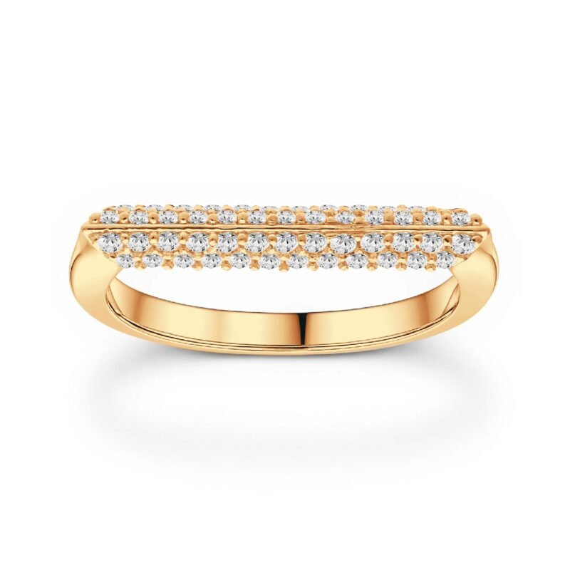 Trinity Bar three-row pavé diamond ring in gold finish
