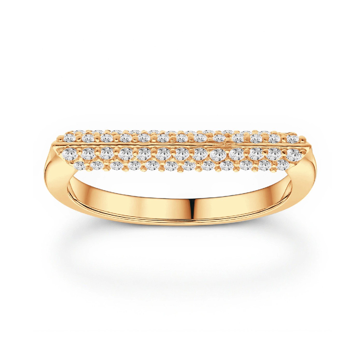 Trinity Bar three-row pavé diamond ring in gold finish