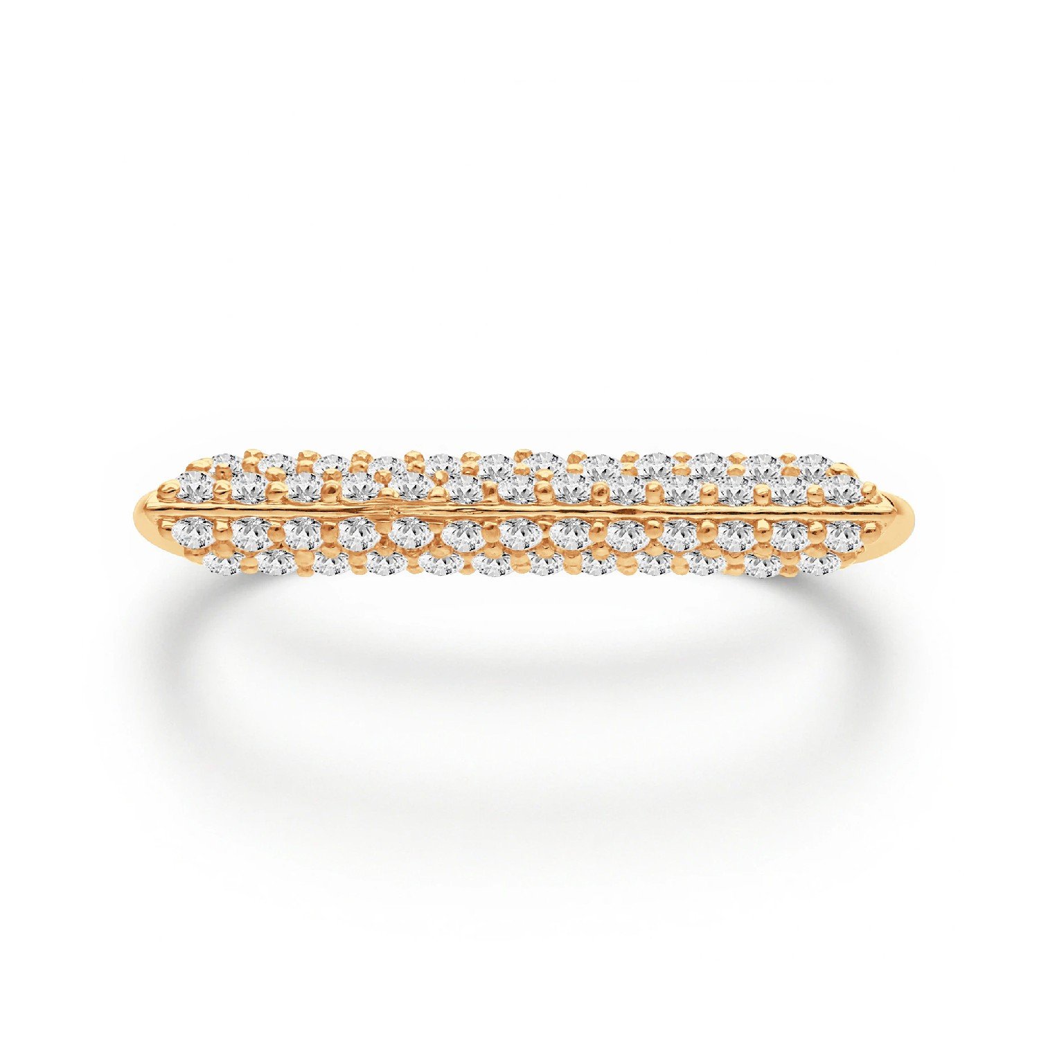 Trinity Bar three-row pavé diamond ring in gold finish