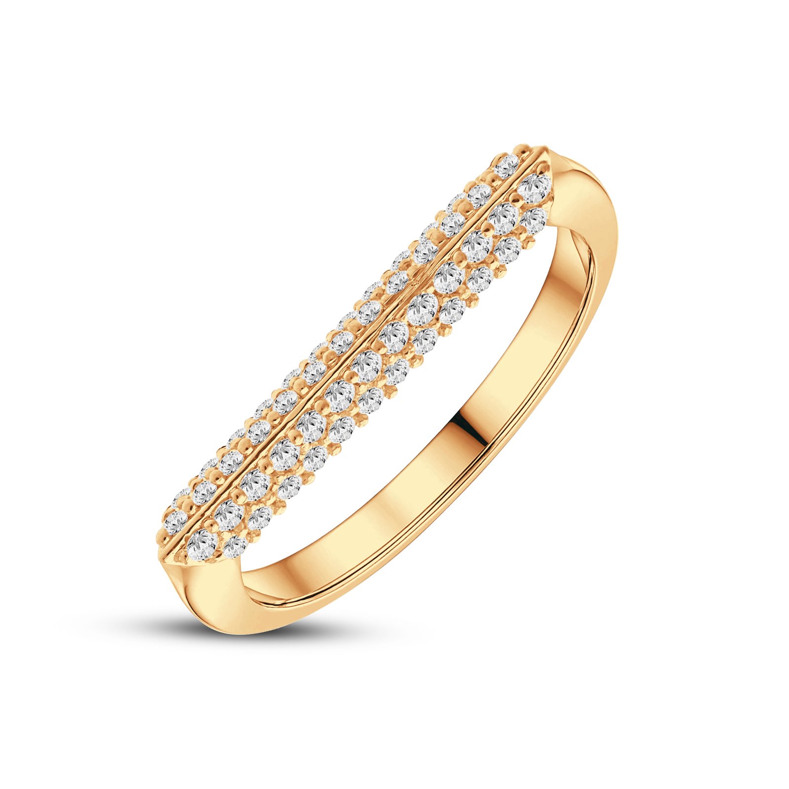 Trinity Bar three-row pavé diamond ring in gold finish
