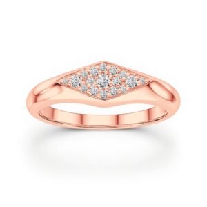 Kite Signet pavé diamond ring in rose gold finish